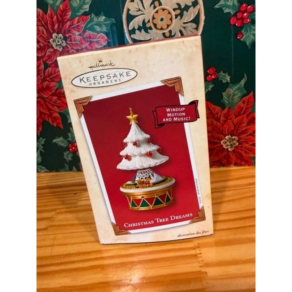 2003 Hallmark Christmas Tree Dreams Wind Up Motion Music Ornament Working